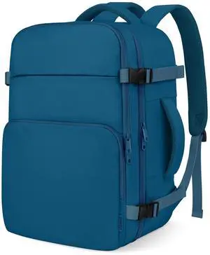ZOMFELT Travel Backpack for Women Men, Carry on Backpack, TSA 15.6 inch Laptop Backpack Flight Approved, Personal Item Travel Bag Nurse Bag Casual Daypack for School Weekender Business Trip, Blue