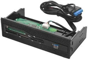 Computer Front Panel USB 2.0 PC Internal Card Reader PC Dashboard Fits 5.25 inch Drive Bay, Support M2, , MS, XD, CF, TF Card
