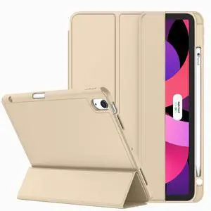 ZryXal iPad Air 11 Inch Case M3 2025 / M2 2024, iPad Air Case 5th Generation/4th Generation 2022/2020 10.9 Inch [Support Touch ID and Auto Wake/Sleep](Champagne Gold)