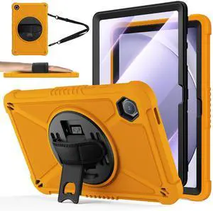 ZtotopCases for Samsung Galaxy Tab A9+ / A9 Plus 11'' 2023 (SM-X210/X216/X218), Shockproof Hard Duty Case with Screen Protector+360 Rotating Hand Strap&Stand+Shoulder Strap for Tab A9+ Tablet, Orange