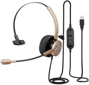 MAIRDI USB Headset with Microphone Noise Canceling for Teams Zoom, PC Laptop Remote Work Office Call Center Telephone, Dictation