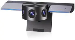 Panoramic 180° Video Camera, Immersive Video Conference Experience, both Overall and Speakers Close-up view, 1080P Webcam for Huddle Room and Homebased Office, Plug and Play with Micro SD Card Slot