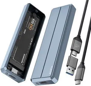 iDsonix M.2 NVMe SATA SSD Enclosure Adapter, Aluminum NVMe Enclosure USB A&C 3.2 Gen 2 10Gbps and 6Gbps SATA AHCI, Supports M-Key/B+M Key with UASP Trim for 2230/2242/2260/2280 SSDs, Grey