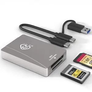 CFexpress Type B Card Reader, USB 3.2 Gen 2 10Gpbs, Compatible with CFexpress Type B Card/SD Memory Card, Dual-Slot Portable Aluminum CFexpress Card Adapter Support Windows/Android/Mac OS/Linux