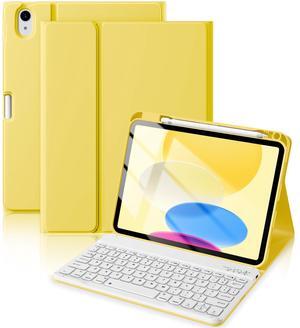 Beydoa for iPad 10th Generation Case with Keyboard 10.9 Inch 2022/iPad (A16) 11th Gen 11 Inch 2025 - Magnetic Detachable Keyboard, Stain Proof Cover, Smart Folio Case with Pencil Holder - Yellow