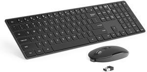 Wireless Keyboard and Mouse Combo - 2.4GHz Wireless Connection - Ultra Slim - Silent Mouse, Compact Full Size Keyboard and Mouse Set- Adjustable 1600 DPI (Black)