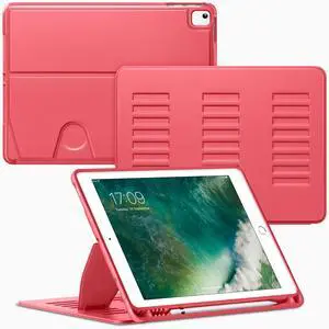 VIKESI Case for iPad 6th / 5th Generation (2018/2017 Released) 9.7-inch and for iPad Air 2/1,Multiple Angles Magnetic Stand Cover,Shockproof Soft Back,Pencil Holder,and Auto Sleep/Wake,Red