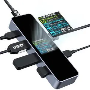 DOCKCASE Visual Smart USB C Hub (6-in-1) with HDMI Port 4K@60Hz, USB-C and 3 USB-A 5Gbps Data Ports, 100w PD Power Delivery, for MacBook Air, MacBook Pro, XPS, and More