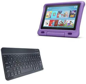 BoxWave Keyboard Compatible with Amazon Fire 10 Kids Edition (9th Gen 2019) - SlimKeys Bluetooth Keyboard, Portable Thin with Chiclet-Style Keys - Jet Black