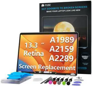 YUSE A1989 A2159 A2289 Screen Replacement 13.3 for MacBook Pro 2018 2019 2020 Year Retina, A Full LED LCD Display Assembly Model: 3358 3214 3301 3348 3456 2560x1600 (Silver)
