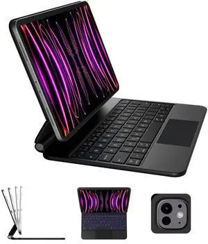 riwezox iPad Pro 11" Magic Keyboard Case 2024 (M4 A2836/A2837), Magnetic Trackpad Keyboard for iPad Pro 11" 5th Gen 2024-1.5lbs Ultra-Light & Backlight Keys