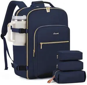 LOVEVOOK 40L Large Travel Backpack for Women Men, 17 Inch Carry on Backpack for Traveling on Airplane, Personal Item Travel Bag Airline Approved, Business Causal Weekender Backpack, Blue-Black