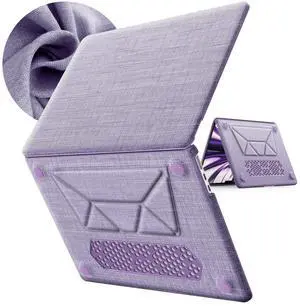 KAIJIAbox for MacBook Air 13.6 inch Case, Foldable Stand, Hard Shell, Woven Fabric Cover for MacBook 13 Inch 2025/2024/2022,M4 M3 M2 (Models A3240/A2681/A3113), Purple