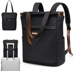 GOLF SUPAGS Convertible Laptop Backpack for Women Casual Daypack Notebook Tote Bag for Work College Travel Leisure (Black)