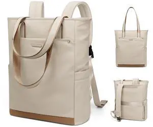 GOLF QUALITY Convertible Laptop Backpack for Women Men Carry on Tote Backpack Teacher Bookbag for College Work Nurse Travel Leisure,16 Inch,Apricot