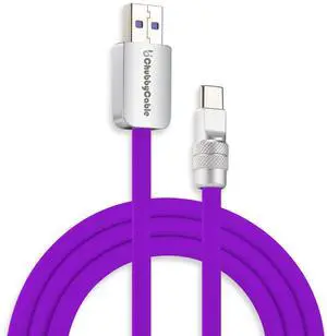 chubbycable Chubby 2.0 Fast Charging Cable Durable Soft Silicone USB C Cable 120W Extra Thick Phone Charger Cord Data Transfer Cord, Purple, USB-A to Type-C, 13.1 FT