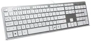 B.FRIENDIT Wired USB Keyboard, Comfortable Quiet Chocolate Keys, Durable Ultra-Slim Wired Computer Keyboard(QWERTY) for PC, Windows 11/10/8/7/XP/Vista KB1430 - Silver