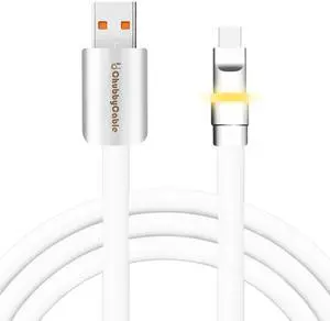 chubbycable Neon Chubby - Fast Charge Cable with Smart Light RGB Color Gradual Light Up LED USB Charging Cable, White, USB-A to Type-C, 6.6 FT