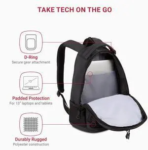 SwissGear 1186 Bungee Backpack, Grey (Laptop Version), 17.75 inch