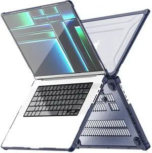 Batianda for New MacBook Pro 16 inch Case 2024 M4 2023 2021 M3 M2 Pro Max Chip- Full Protection Anti-Collision Design Foldable Stand TPU Bumper with Keyboard Cover - Durable Scratch-Resistant, Navy