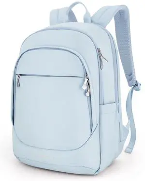 LIGHT FLIGHT Travel Laptop Backpack Women, 15.6 Inch Laptop Backpack with USB Charging Hole, Water Resistant College Bookbag, Black Computer Backpacks for Work,Light Blue