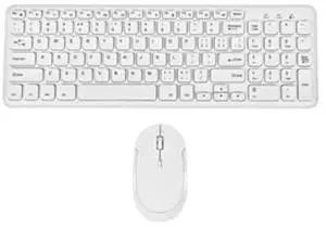 HW156 2.4GHz Wireless Keyboard and Mouse Set, 96 Keys Full-Size Ultra Thin Silent Lightweight, Shared USB Receiver, Optical Mouse Combo for Laptop PC Desktops Computer/Windows/Mac/iMac (White)