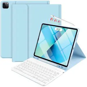 TaIYanG for iPad Air 13 inch M3/M2 (2025&2024) Case with Keyboard,Pro 12.9 (6th&5th Gen),Detachable Bluetooth Keyboard Case with Pencil Holder,Auto Sleep/Wake for iPad Air 13"/Pro 12.9 6th 5th, Blue