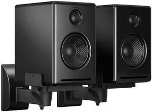 Suptek Speaker Wall Mounts - Dual Speaker Stands for Surround Sound, Universal Bracket, Tilt Swivel Shelves Up to 55lbs (Black, 2 Pack)