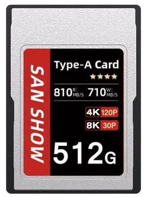 SANSHOWSD CFexpress Type A Memory Card, Up to 810MB/s Read & 710MB/s Write for 4K 8K Recording RAW Video& Photo, Compatible with Sony Alpha&FX Cameras, Supports PCle 3.0 (PRO, 512GB)