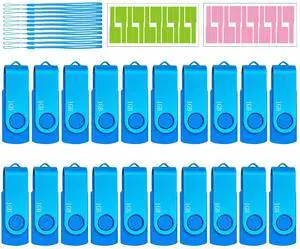 Nicepicten 1GB Fat USB Flash Drives 20 Pack 1 GB USB 2.0 Thumb Drive Memorias Zip Drive USB Memory Stick Pendrive Jump Drive Multipack for Data Backup, Blue 20Pack 1GB