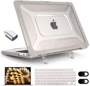 MEEgoodo Case for MacBook Air 15 inch 2025 2024 2023, Case Fit Model (A3241/A3114/A2941) with M4/M3/M2 Chip, Laptop Hard Shell with Heavy Duty Rugged Shockproof, Rock Stone