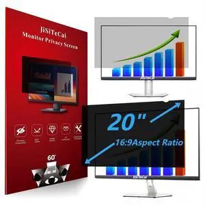 JiSiTeCai 20 Inch 16:9 Computer Privacy Screen Filter for Monitor - Privacy Shield and Anti-Glare Protector