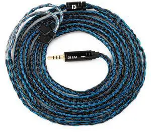 6ft+/2 Meter Length Earphone Cable KBEAR ST16 Plus 16-Strand 2M Length 5N OCC Silver-Plated Upgrade Braided Headphone Extension Cords (2.5MM QDC, Black Blue)