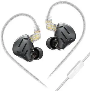KZ Zax in Ear Monitor Headphone,16-Units HiFi Noise Reduction Hybrid-Driven IEM Headphone, Zinc Alloy Earbuds Earphones with Detachable Silver-Plated Upgrade Cable (Zax-Black, with mic)
