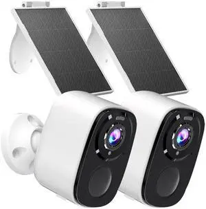 Rraycom 5MP Security Cameras Wireless Outdoor Solar Powered with AI Detection, 2K Color Night Vision Security Camera with 2 Way Audio, Alexa, No Monthly Fee, Spotlight & Siren, IP65 Waterproof
