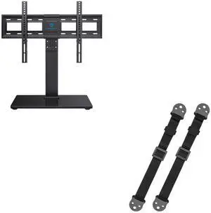PERLESMITH Universal Swivel TV Stand Base&TV Anti-tip Straps for TV