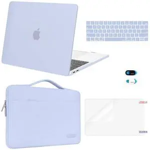MOSISO Compatible with MacBook Pro 13 inch Case M2 2025, 2024, 2023-2016 A2338 M1 A2251 A2289 A2159 A1989 A1708 A1706, Plastic Hard Case&Bag&Keyboard Skin&Webcam Cover&Screen Protector, Pastel Blue