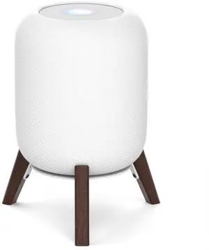 Yibracki Wood Table Stand for HomePod 1 and Homepod 2 Speaker, Anti-Slip Wooden Desk Stand Compatible with Homepod 1st & 2nd Desktop Tripod Stand Holder, White