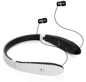 Bluetooth 5.0 Headphones with Neckband, CVC Noise Cancellation HD Microphone Subwoofer Stereo Retractable Earbuds Foldable, Clear Stable Calls for Workout Sports(White)