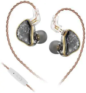 NICEHCK DB2 IEM Earphones with Mic Music Control: Resin 1BA 1DD Hybrid in Ear Monitor Headphones with 2Pin Detachable Cable,3.5mm Wired Earbuds for Gaming/Audiophile/Musician (Black