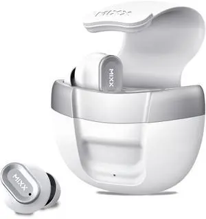MIXX StreamBuds Solo 1 True Wireless Earbuds  Bluetooth 5.1 with 18 Hour Total Playtime, Quick Charge, Touch Controls, Built-in Mic, Custom Fit Ear Cushions, Voice Assistant Compatible - White.