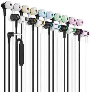 Maeline Bulk Wired Earbuds in Ear, Noise Isolating Headphones with Microphone, 3.5mm Jack Plug, Mic and Volume Control, Stereo Bass, Tangle-Free Cord for iPhone, Android, PC, Laptop - 40 Pack