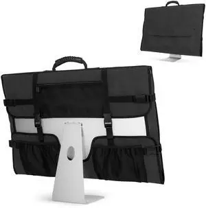 CURMIO Travel Carrying Bag Compatible for Apple 27" iMac, Protective Monitor Dust Cover for 27" LCD Screens and Accessories, Black, Patent Pending