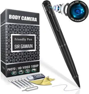 SIRGAWAIN 1080P Body Camera Pen [Upgraded 2024]  Body Cam with HD Video or Picture Taking, SD Card Storage, and Manual Control for Privacy Compliance