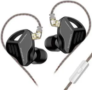 KZ ZVX Dynamic Driver HiFi in Ear Headphones,Detachable Cable 0.75mm IEM Audiphile Earbuds,Sports Wired Earphones for Music (Black, with Microphone)