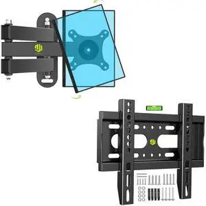 Nuyoah TV Wall Mount Bracket Low Profile Fixed for 14-43 Inch Flat Screen TVs with Wall Mount for Echo Show 15, Adjustable Show 15 Wall Mounting Brackets