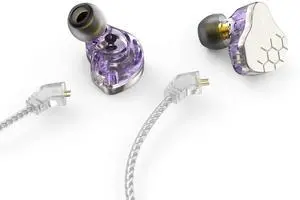 keephifi KBEAR Lark Earphone 1BA 1DD in Ear Monitor for Clear Sound, with 2Pin Detachable Cable Headset, HiFi Bass Noise-Isolating Earbud for Musicians, Singers, Audiophile (Purple no mic)