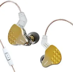 keephifi KBEAR Robin in-Ear Monitors, Stereo Wired in Ear Earphones, 1DD+4BA Hybrid HiFi Earbuds, Powerful Resolution IEM Noise Isolating Headphones for Audiophiles Musicians (with MIC, Gold)