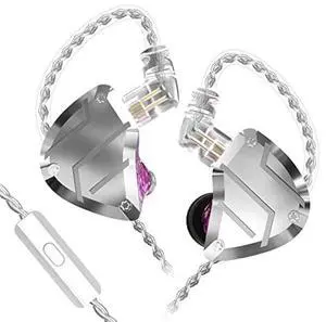 CCA C10 Pro in-Ear Monitors, HiFi 1DD 4BA Hybrid Five Drivers in-Ear Earphone, Zinc Alloy Shell+Resin Cavity Wired Earbuds with 0.75mm CPin Gold Plated Detachable Cable (C10pro Purple with Mic)