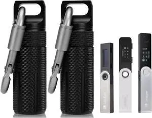 BIU-BOOM Aluminum Alloy Waterproof & Shockproof Case for Ledger Nano X/S Plus, YubiKey 5/5C NFC Case, USB Thumb Drives  Secure Portable Storage for Cryptocurrency Cold Wallet(Black-2Pack)